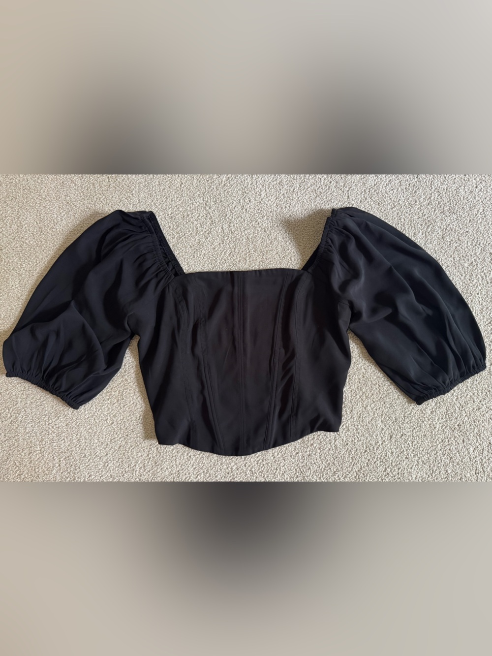Abercrombie & Fitch Puff Sleeve Corset Top- Black